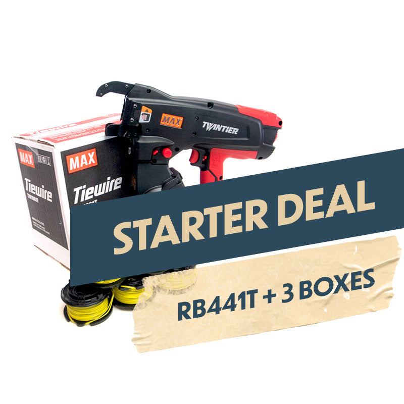 MAX Starter Deal (RB441T Rebar Tying Tool + 3 Boxes of Tie Wire)