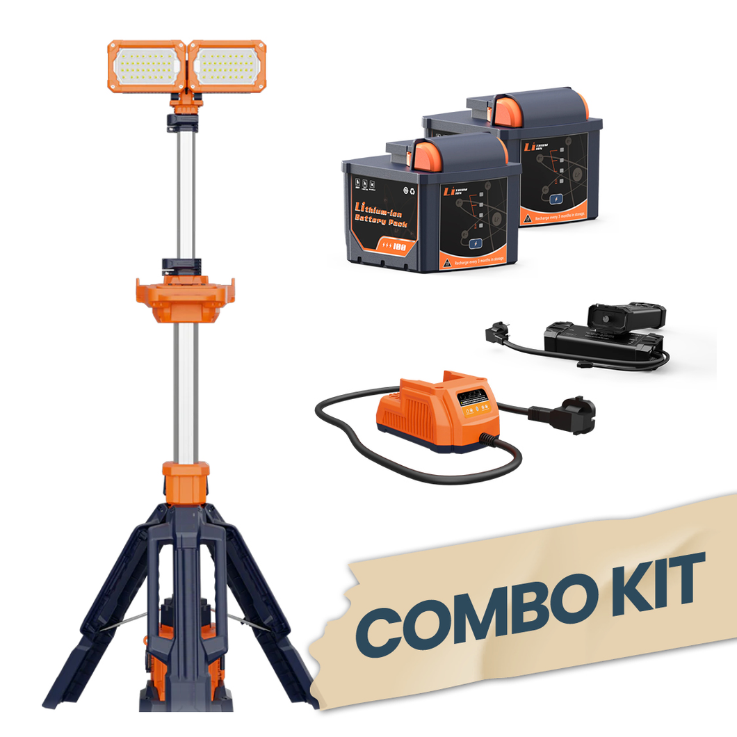 TL-200 2.3M Dual Head 24v Li-ion Cordless LED Tower Light - Combo Kit