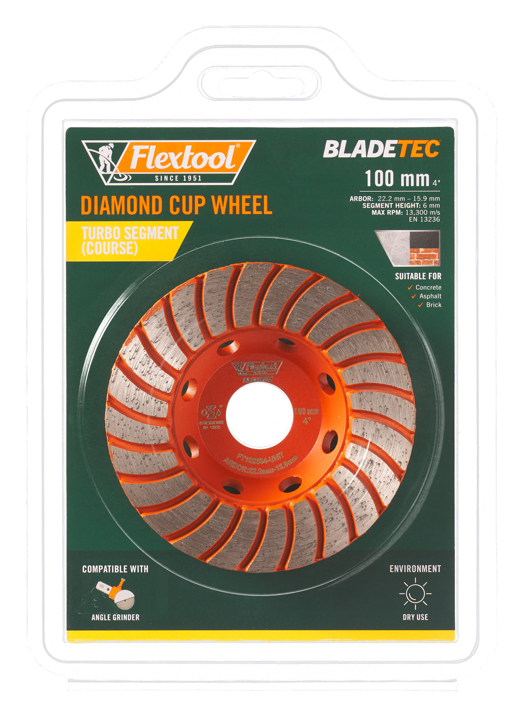 Flextool BladeTec Diamond Cup Wheel - Turbo (Course 100 mm 4