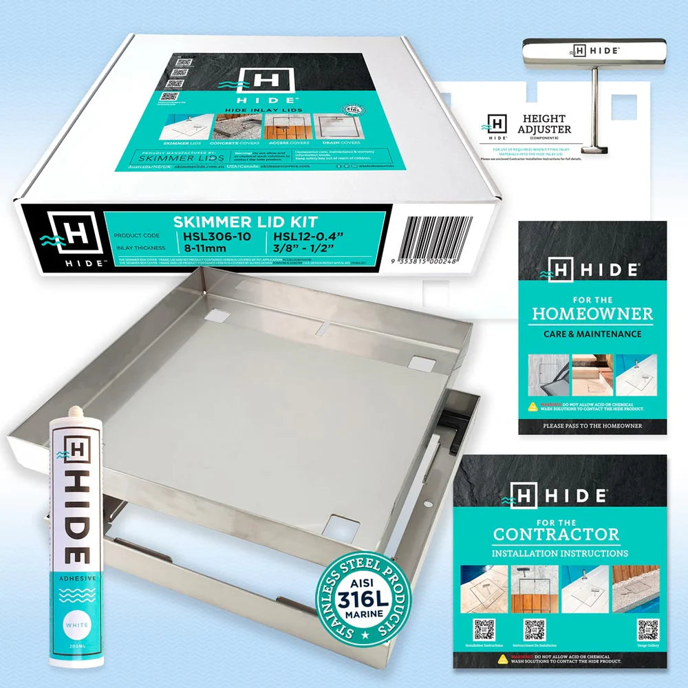 Hide Skimmer Lid Kit - Stainless Steel 306mm