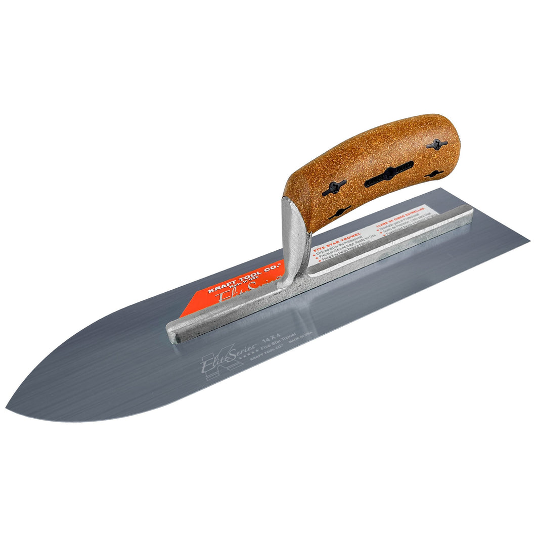 Kraft Tool Co. Elite Series Blue Steel Pointed Trowel Cork Handle (various sizes)