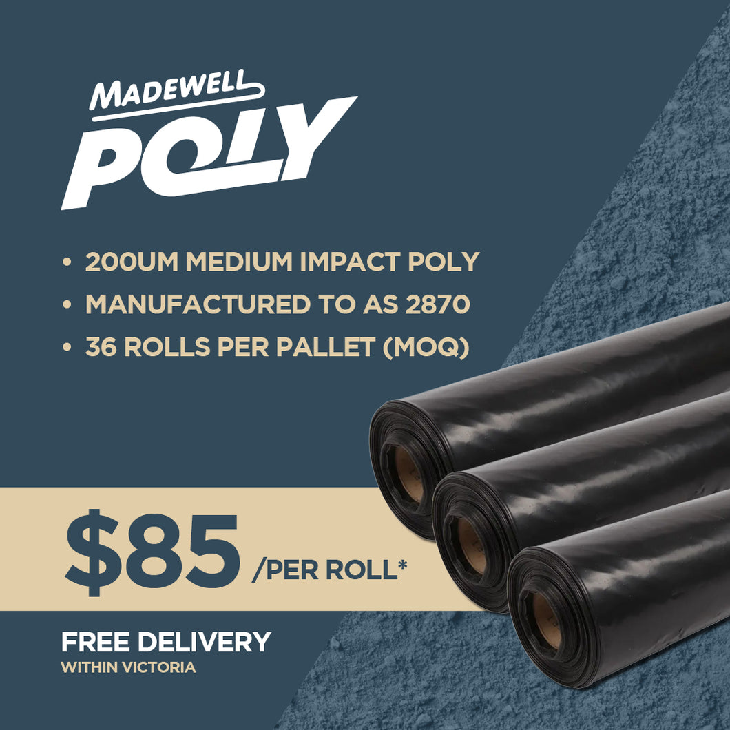 Madewell Poly Builders Film Medium Impact 200um Bulk Deal (36 Rolls per Pallet)