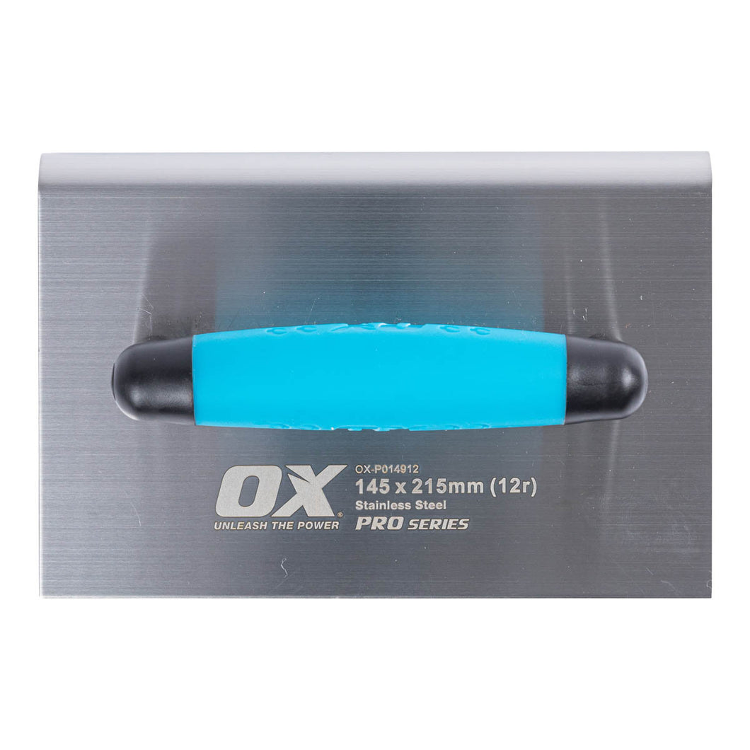 OX Pro Extra Wide Edging Trowel 10mm Radius- 145 x 215mm / 5 3/4in x 8 1/2in