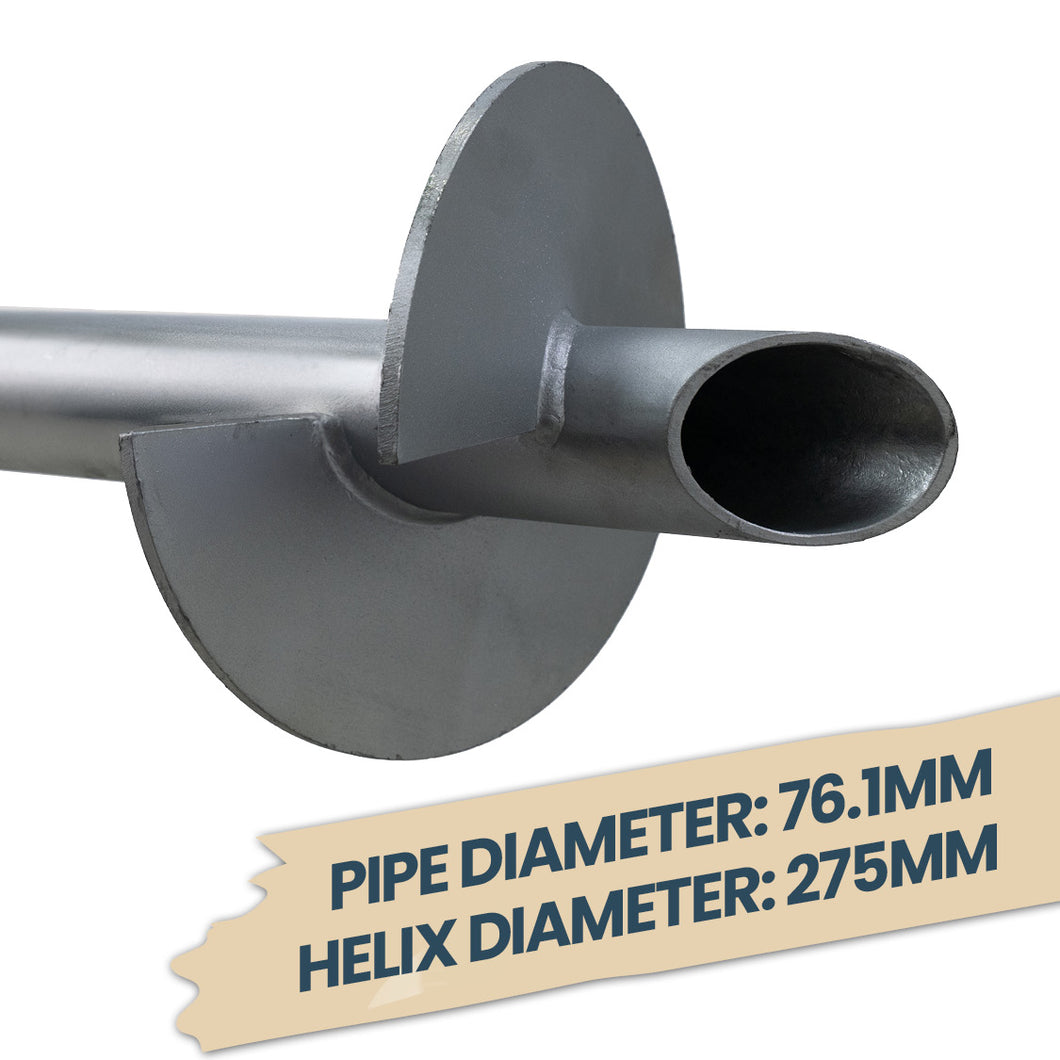 Madewell Galvanised Single Helix Screw Pile 76.1mm CHS (2.5m) 100kN