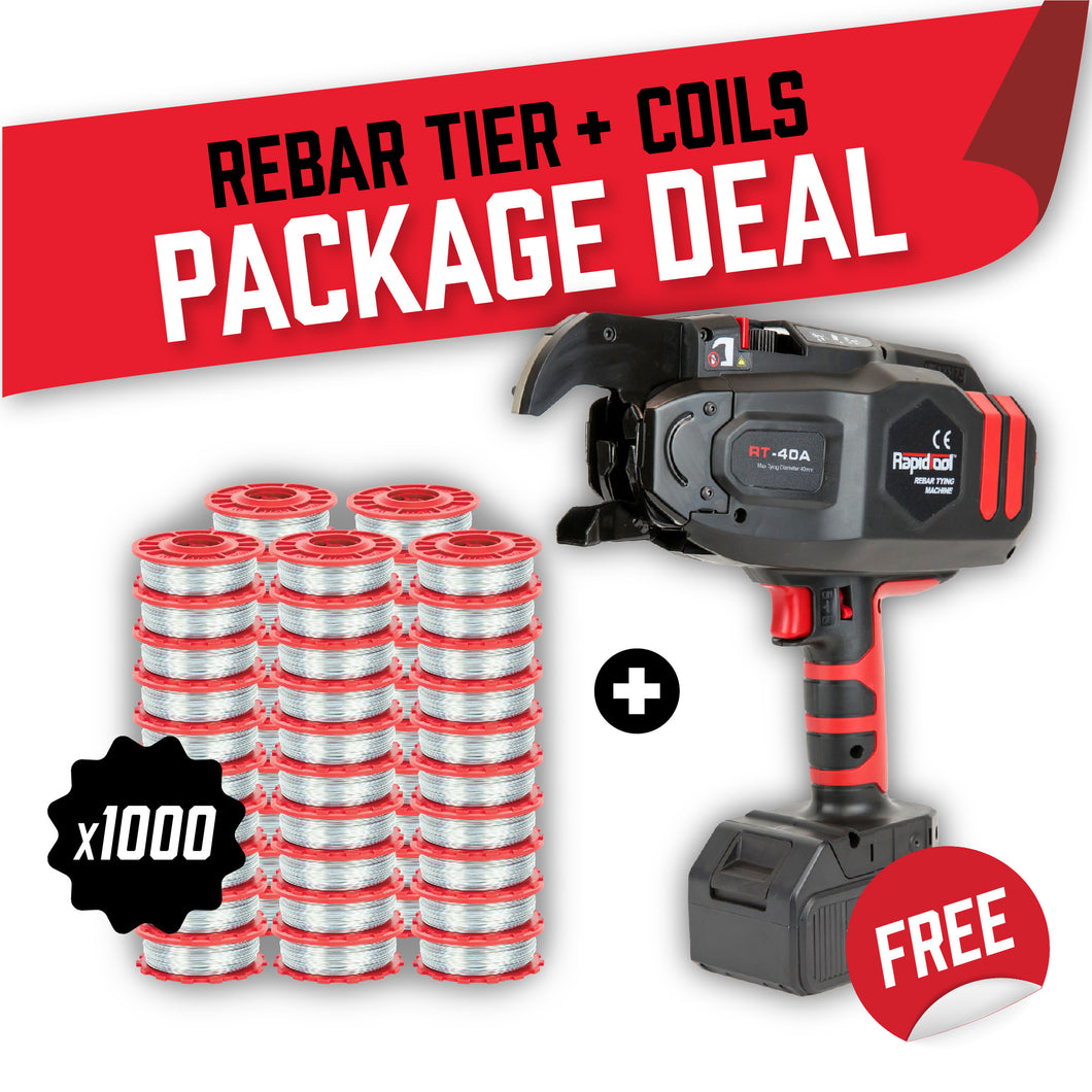 Rapid Tool Package Deal FREE RT-40A 40mm Rebar Tying Machine + 1,000 Coils