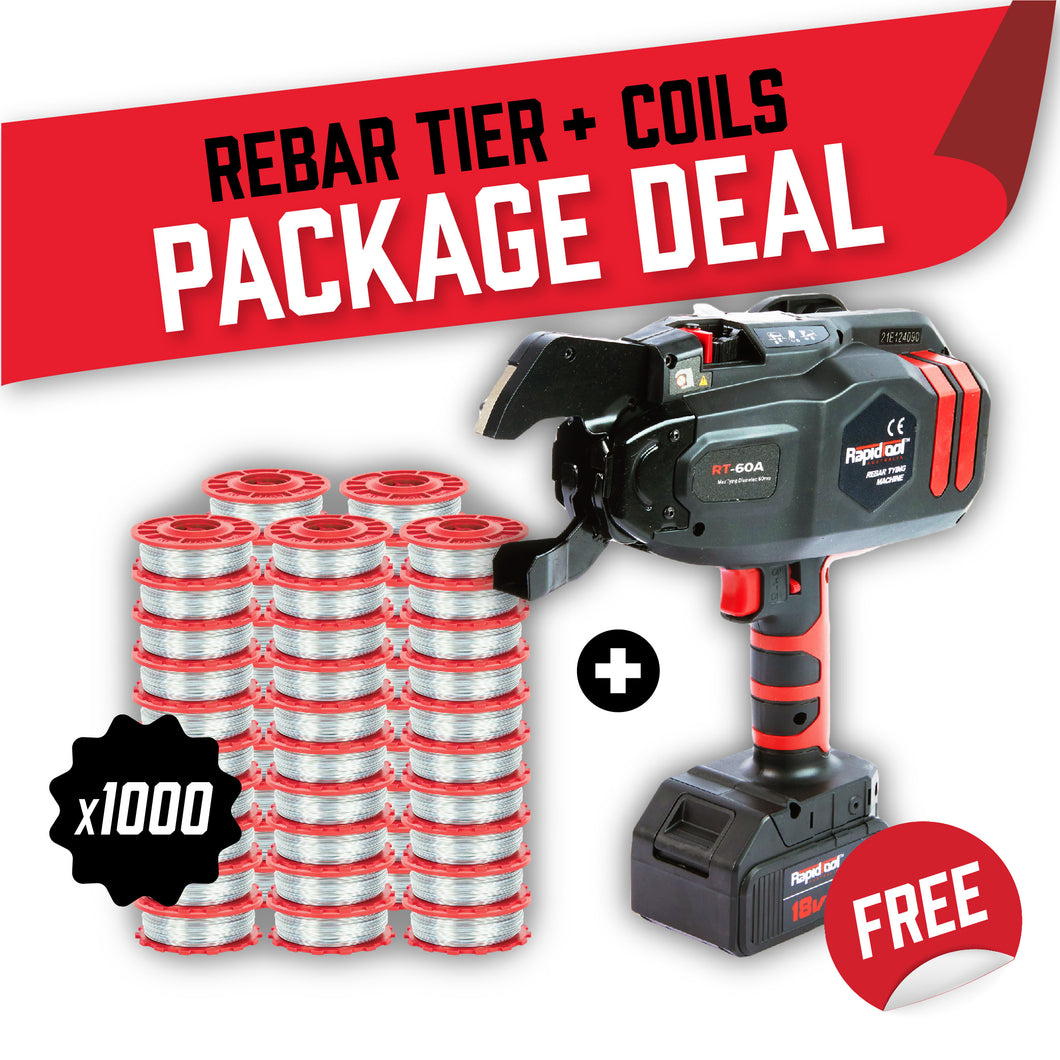 Rapid Tool Package Deal FREE RT-60A 60mm Rebar Tying Machine + 1,000 Coils
