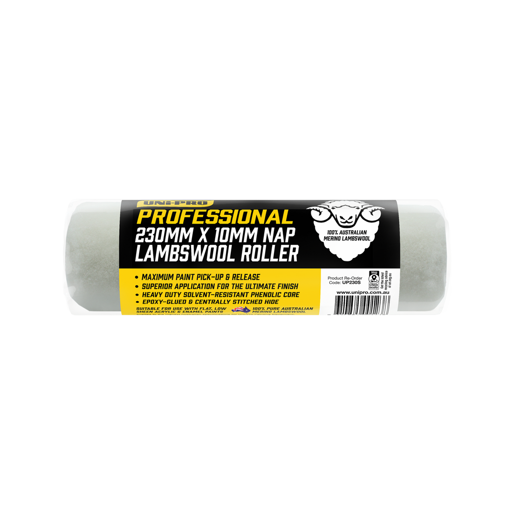 UNi-Pro 230mm Professional Sheepskin Roller Cover Range 10mm Nap